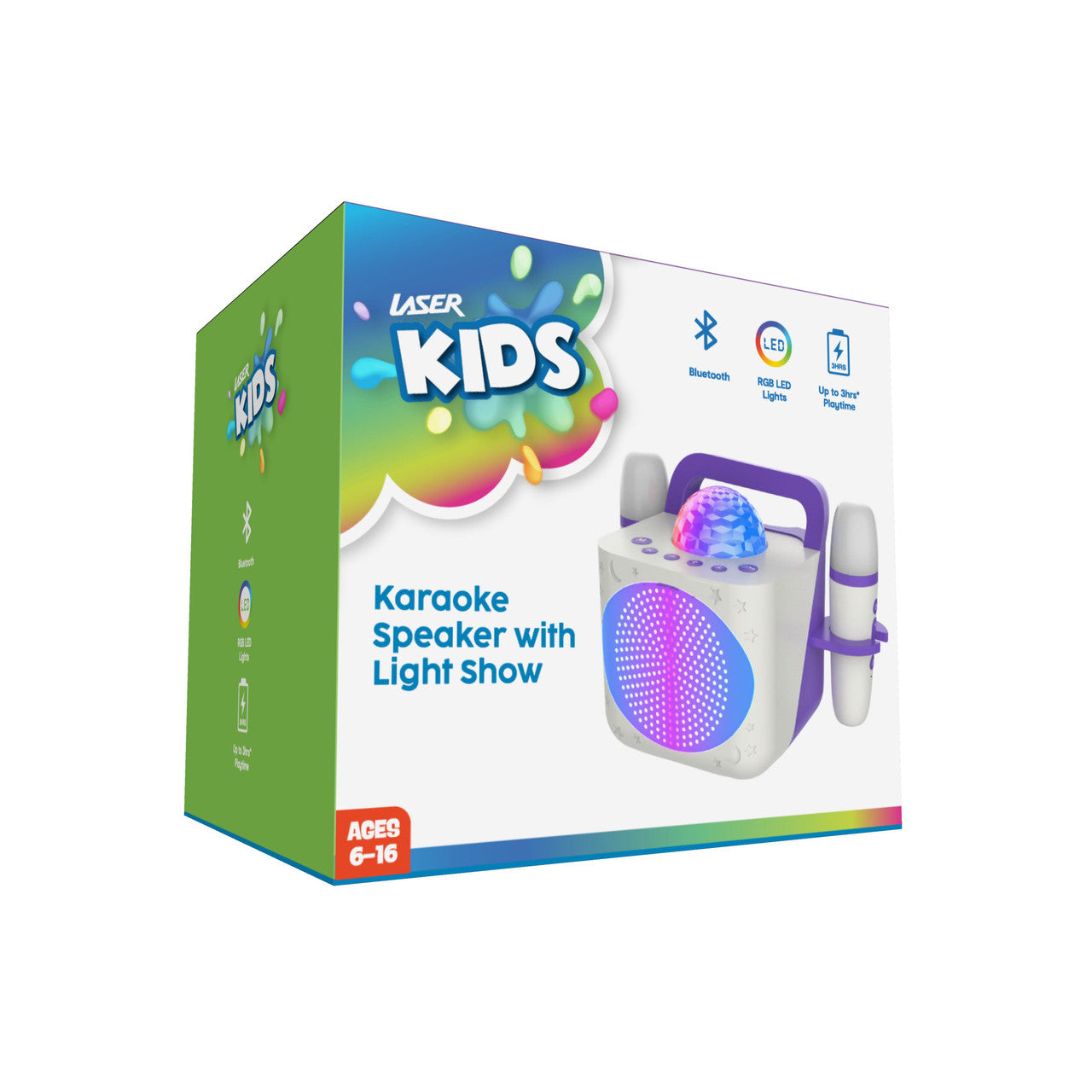 Laser Kids Disco Karaoke with Two Mics White 11