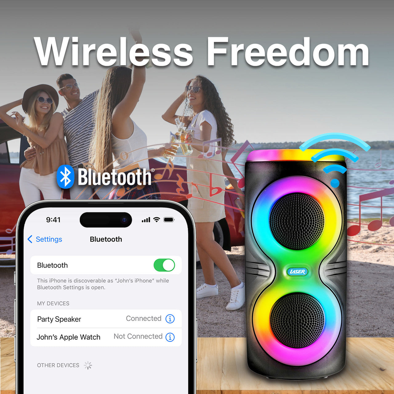 Laser RGB Party Speaker with Microphone Jack 4