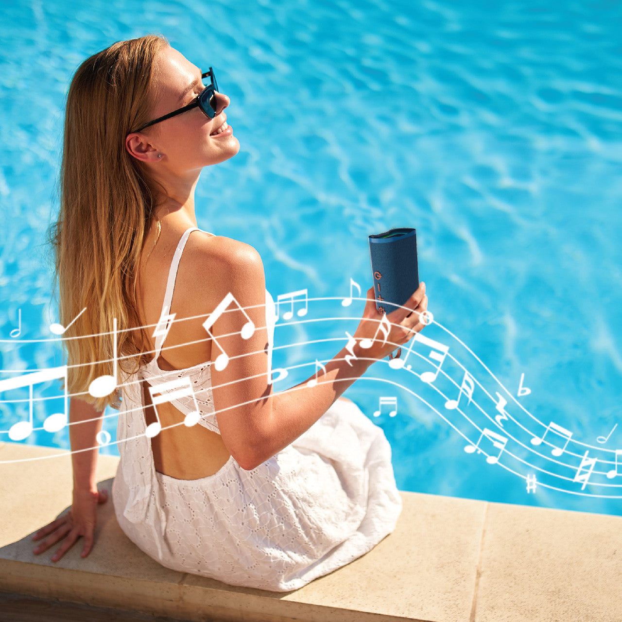 Laser Splash Proof Bluetooth Speaker Blue 5