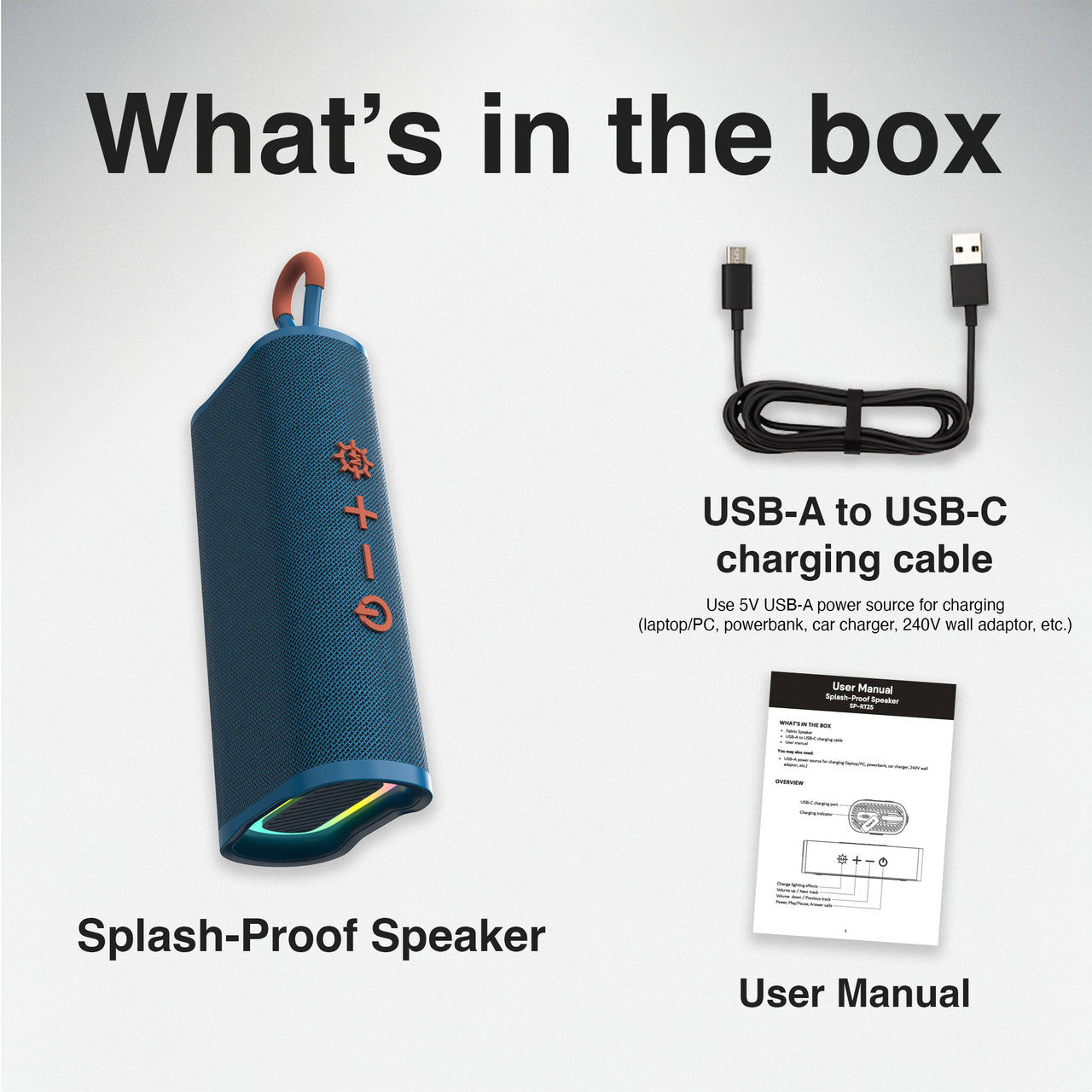 Laser Splash Proof Bluetooth Speaker Blue 7