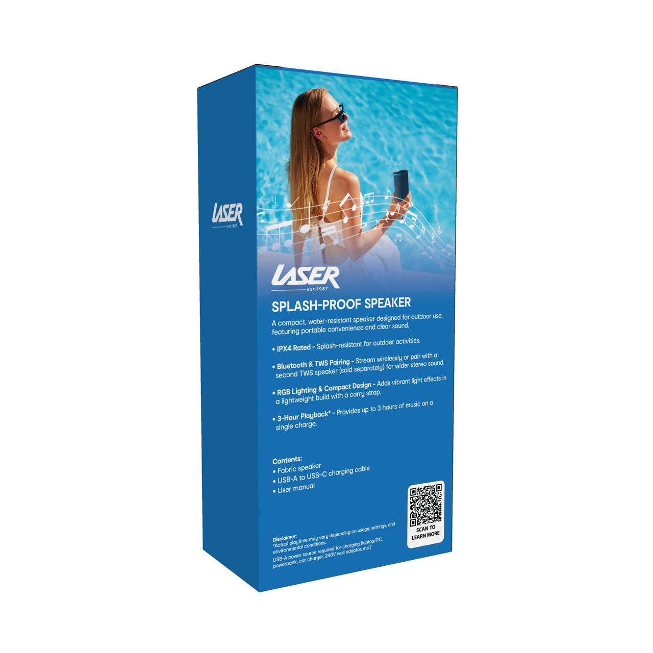 Laser Splash Proof Bluetooth Speaker Blue 9