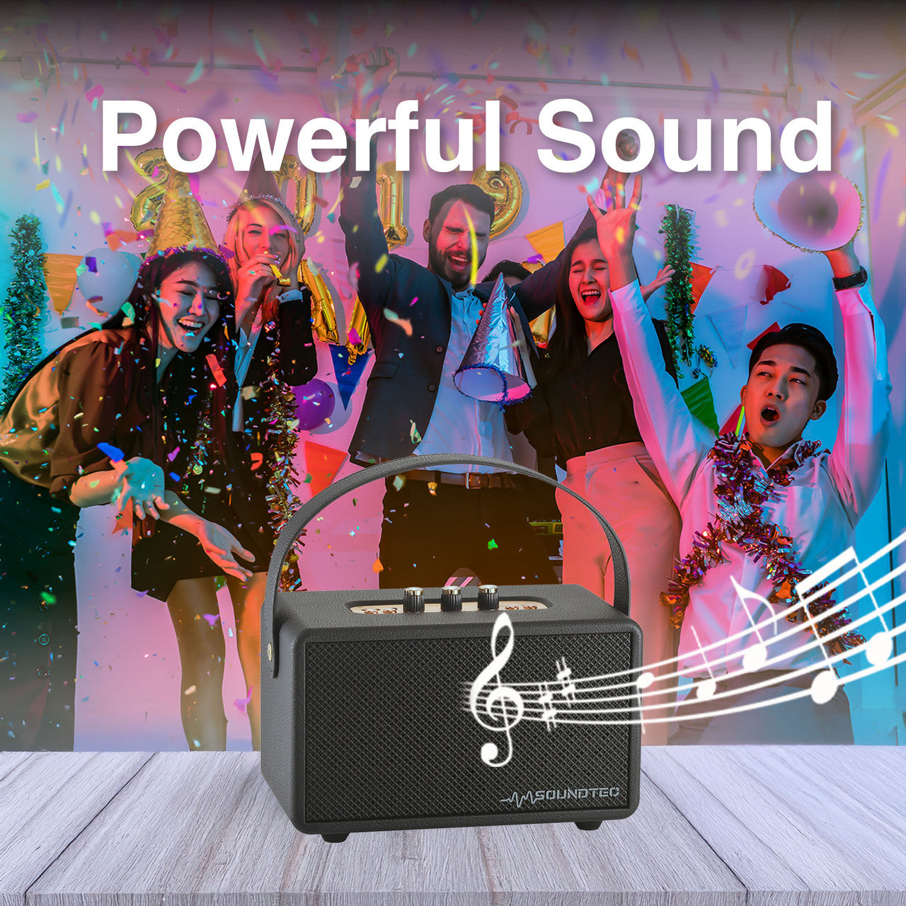 SoundTec Retro Bluetooth Boombox Black 6
