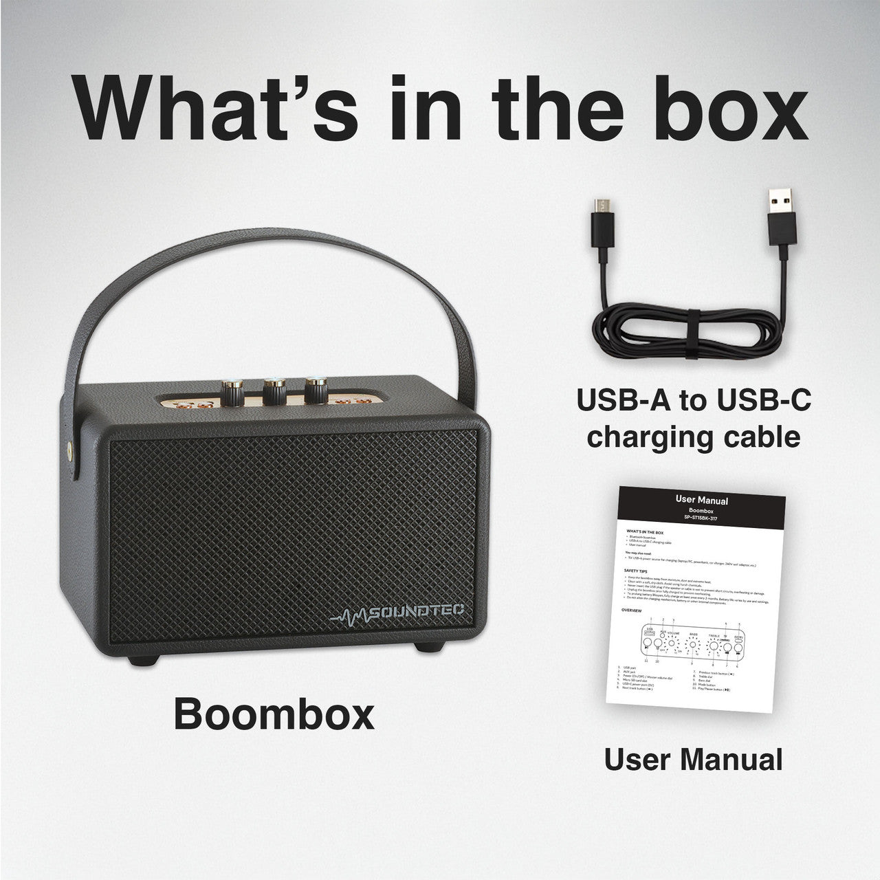 SoundTec Retro Bluetooth Boombox Black 9