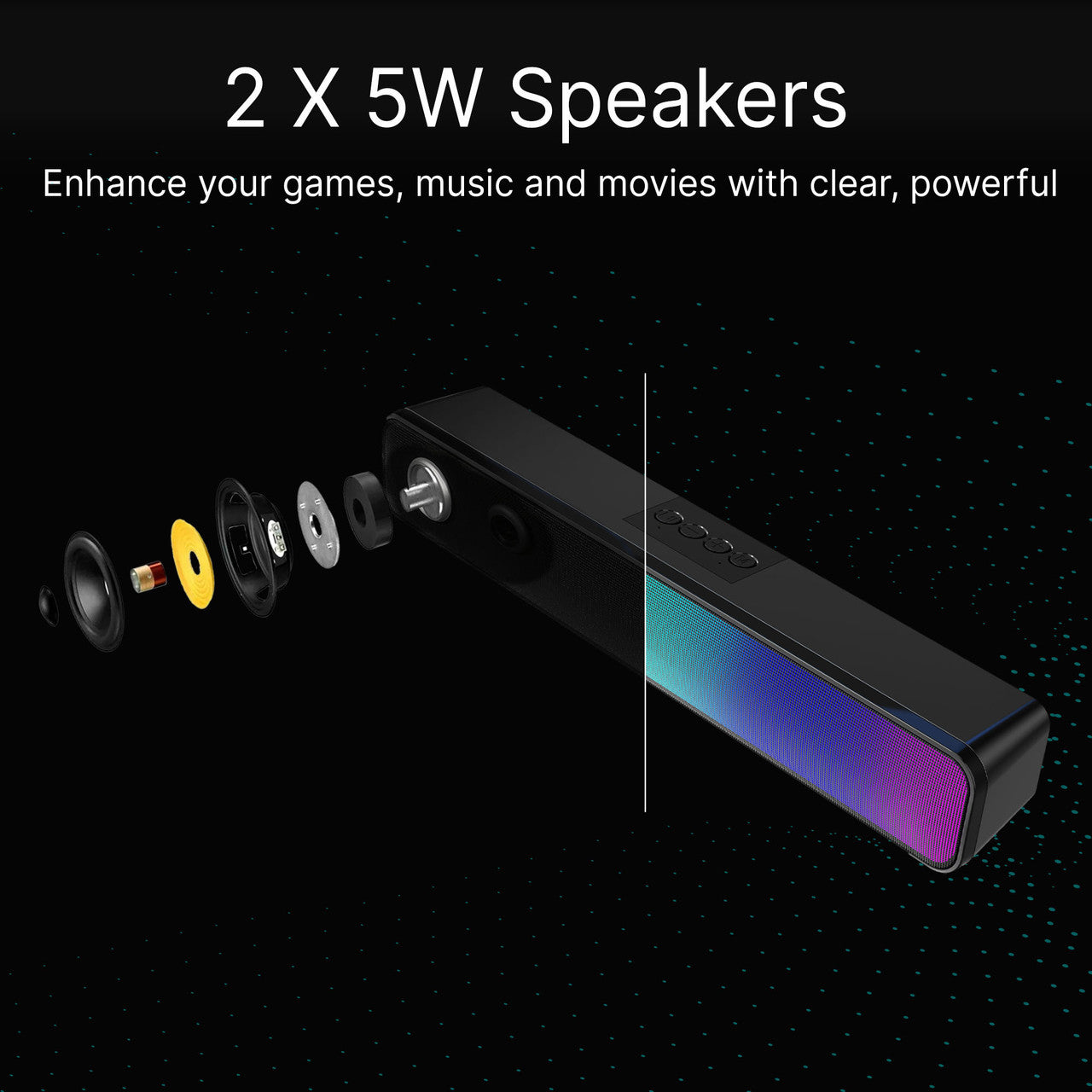 Laser RGB Bluetooth Gaming Soundbar Black 4