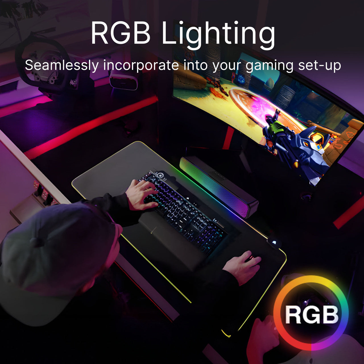 Laser RGB Bluetooth Gaming Soundbar Black 6
