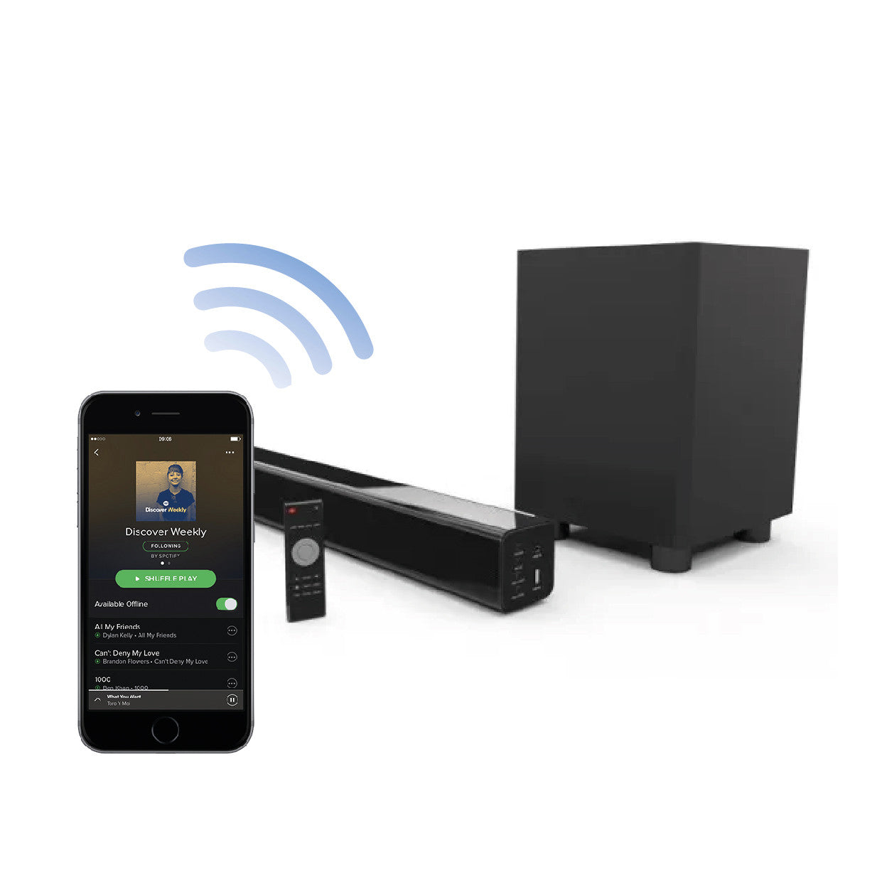 Laser Optical Soundbar with Wireless Sub-woofer 8