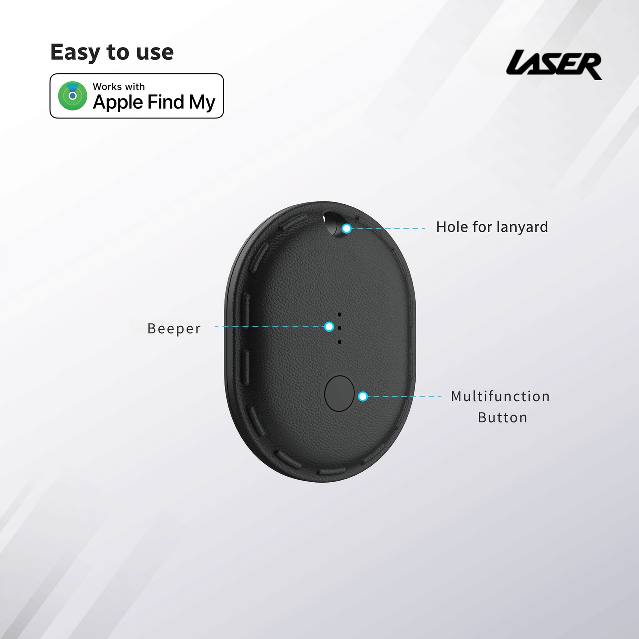 Laser Mini Smart Tag with Apple Find My Tracking Black 4