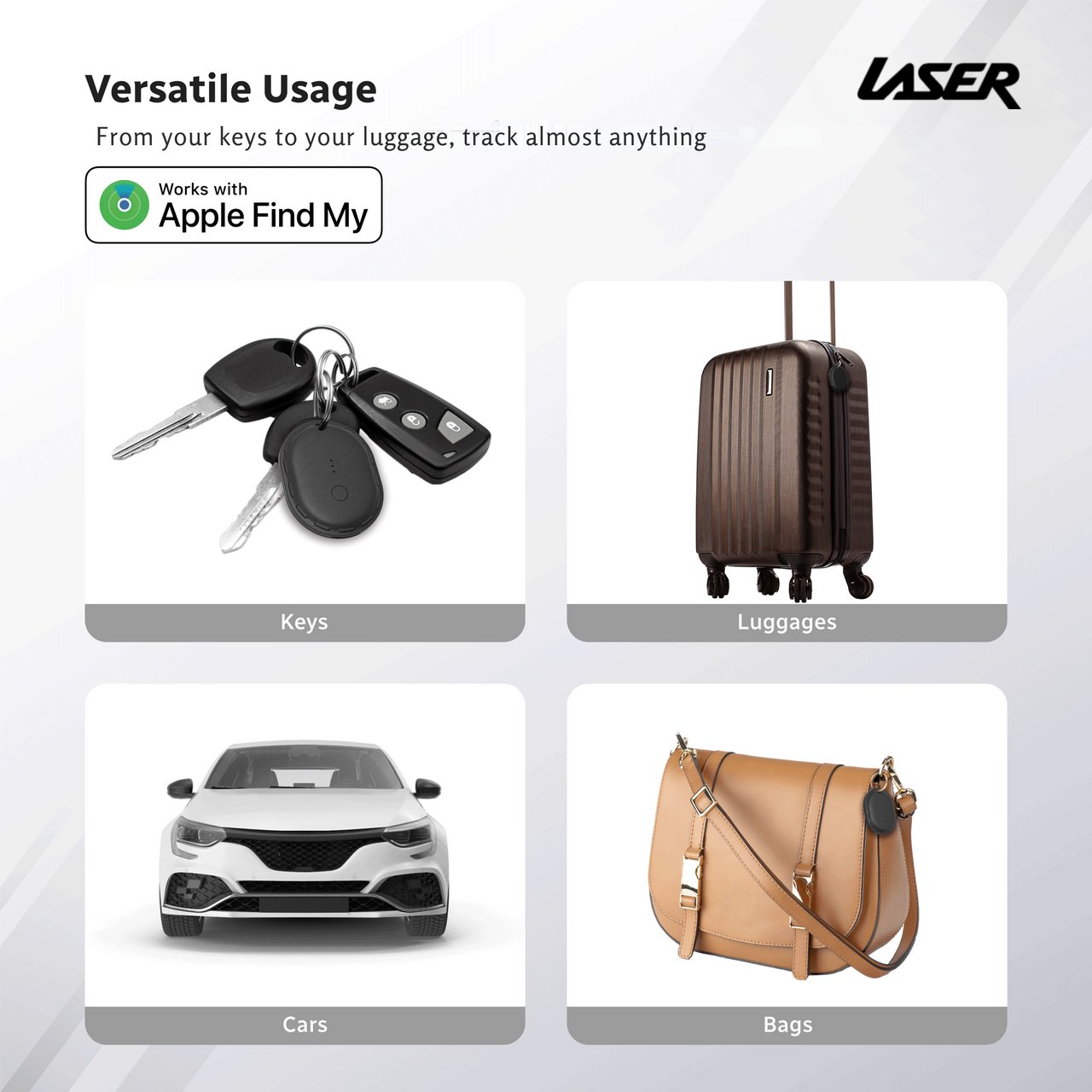 Laser Mini Smart Tag with Apple Find My Tracking Black 5