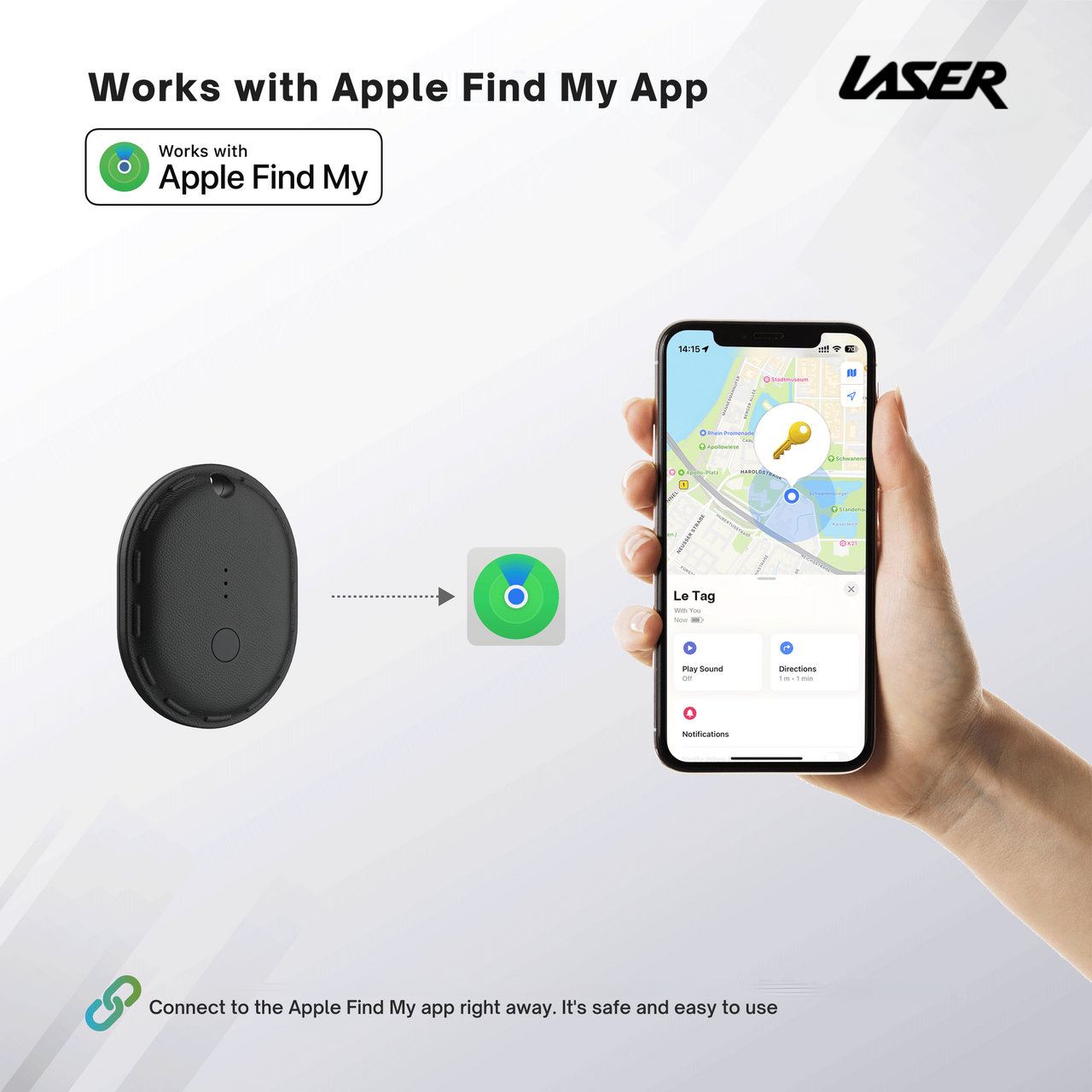 Laser Mini Smart Tag with Apple Find My Tracking Black 8
