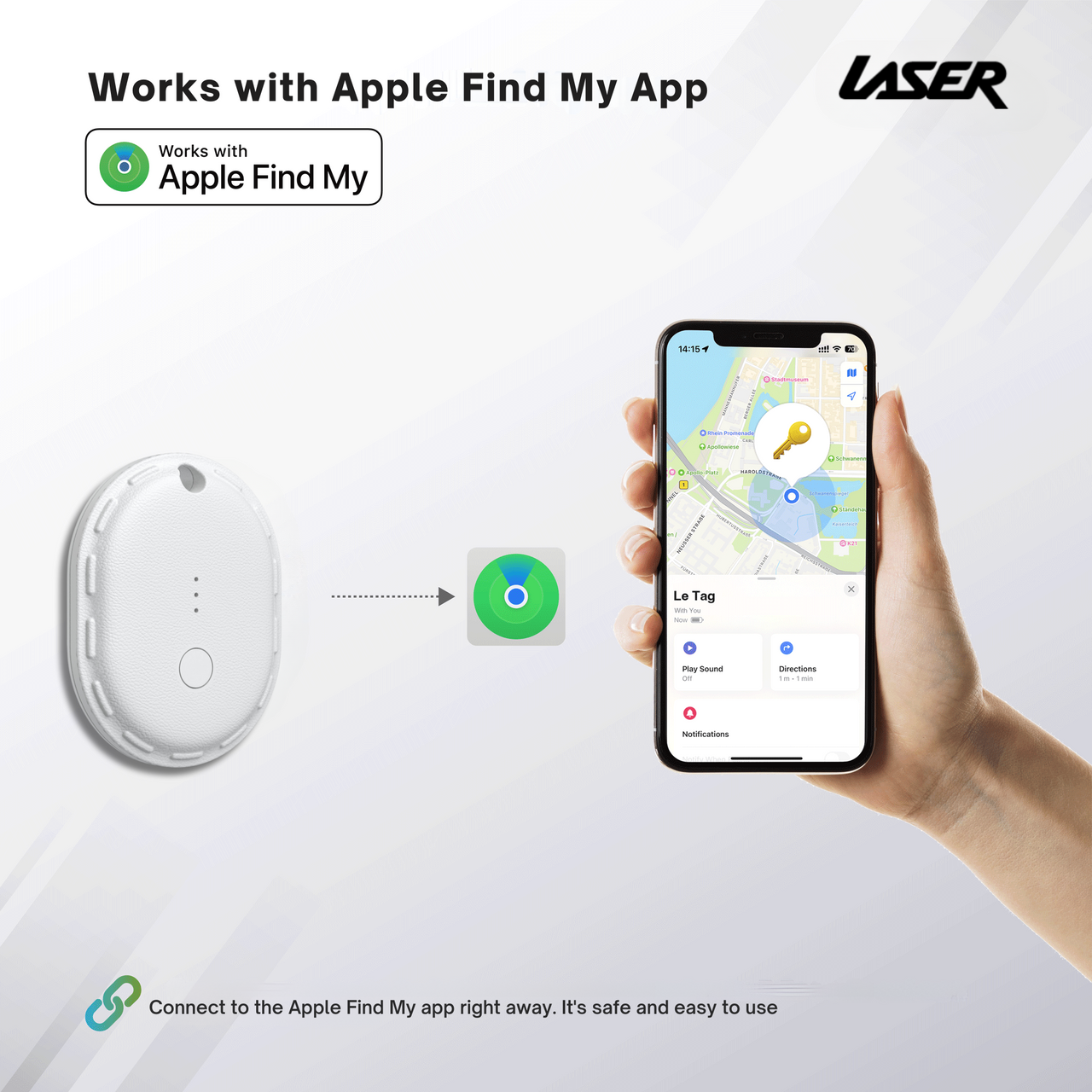 Laser Mini Smart Tag with Apple Find My Tracking White 6