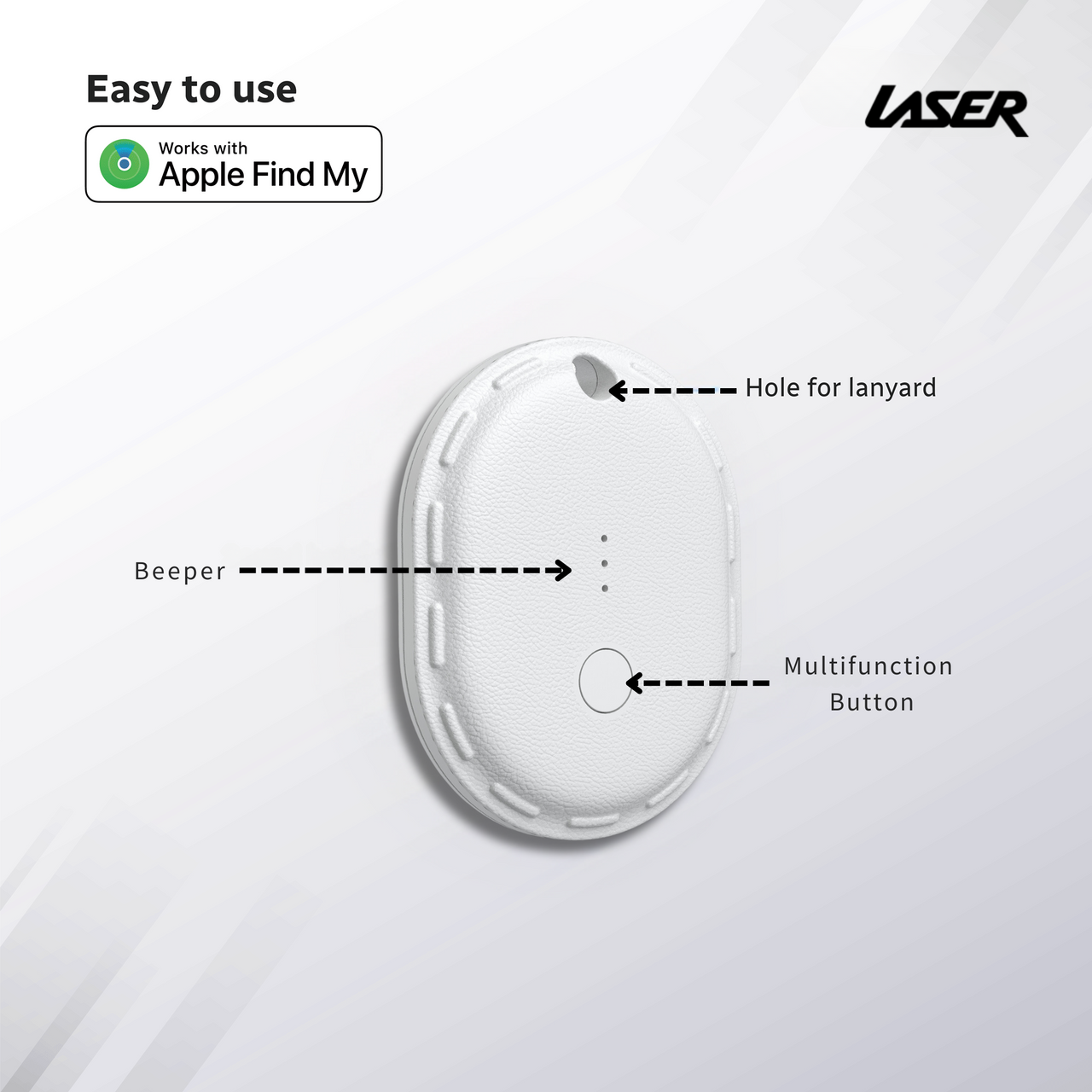 Laser Mini Smart Tag with Apple Find My Tracking White 7