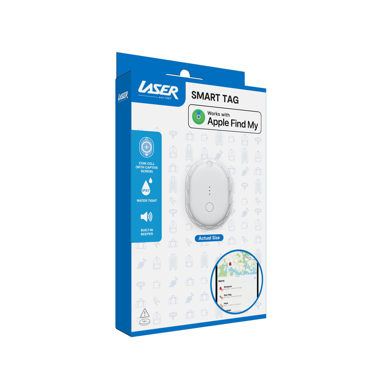 Laser Mini Smart Tag with Apple Find My Tracking White 14