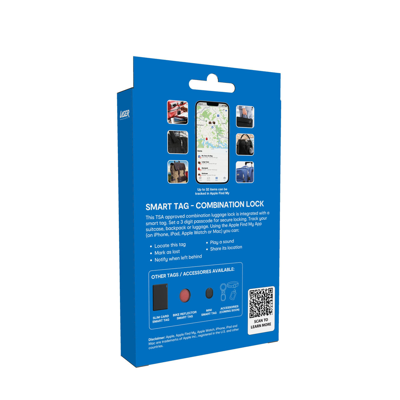 Laser TSA Lock Smart Tag with Rechargeable Battery Black 10