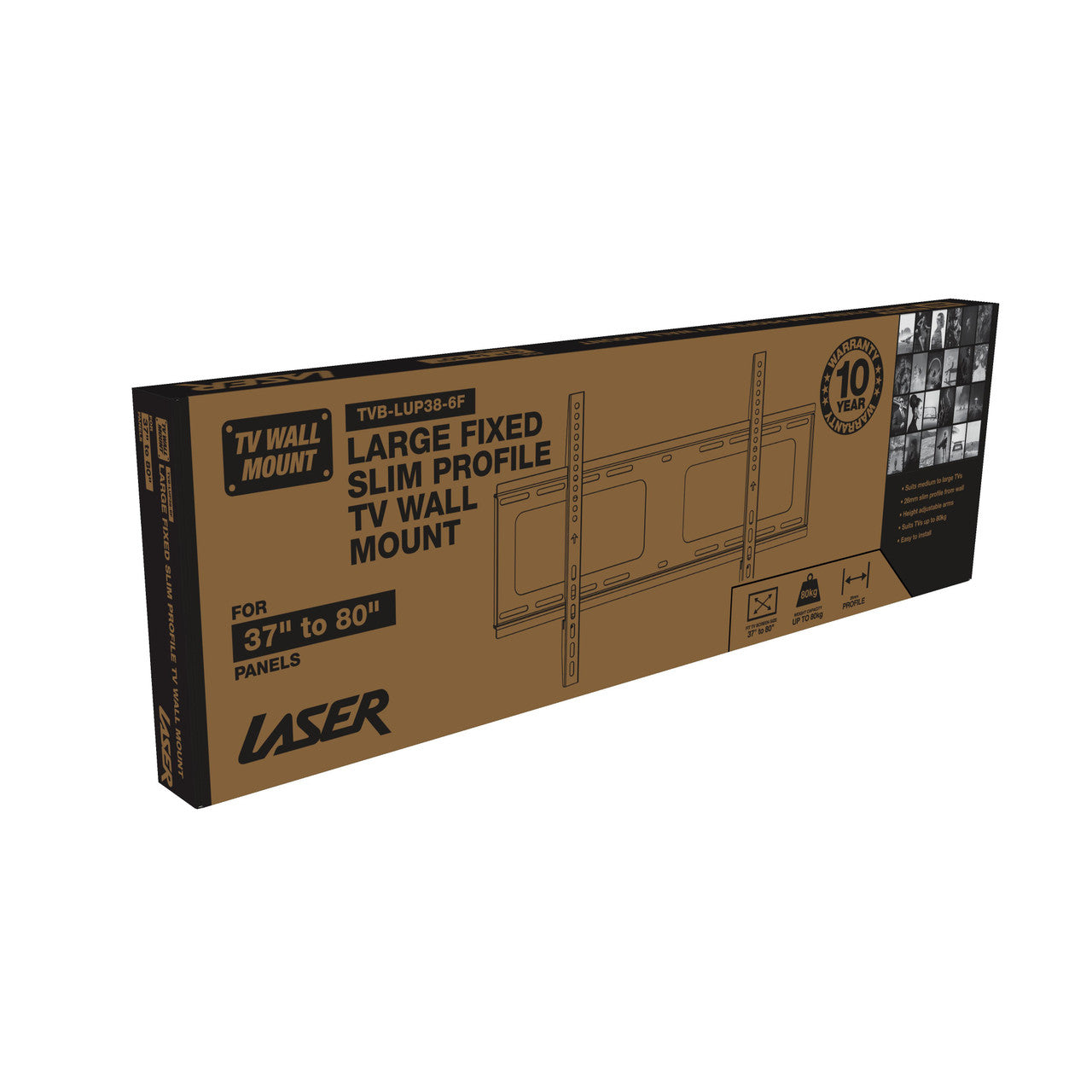 Laser Fixed Slim Profile TV Wall Mount - 37 to 80 Inch Panels 6
