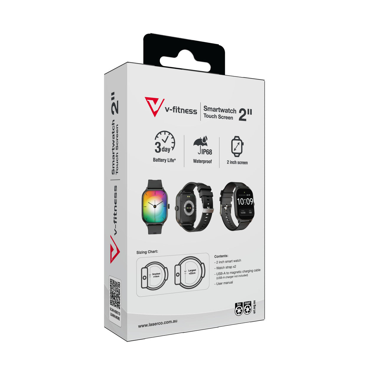 V-Fitness Smart Watch 2 Inch Touch Screen - Black 6