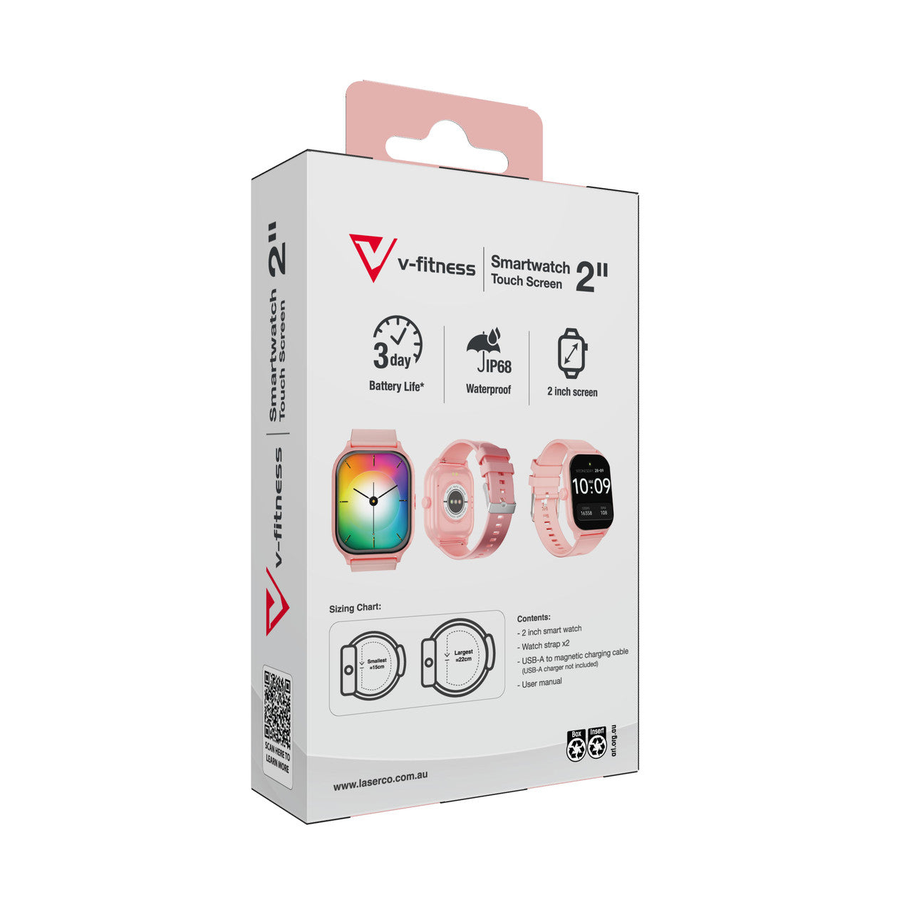 V-Fitness Smart Watch 2 Inch Touch Screen - Pink 5