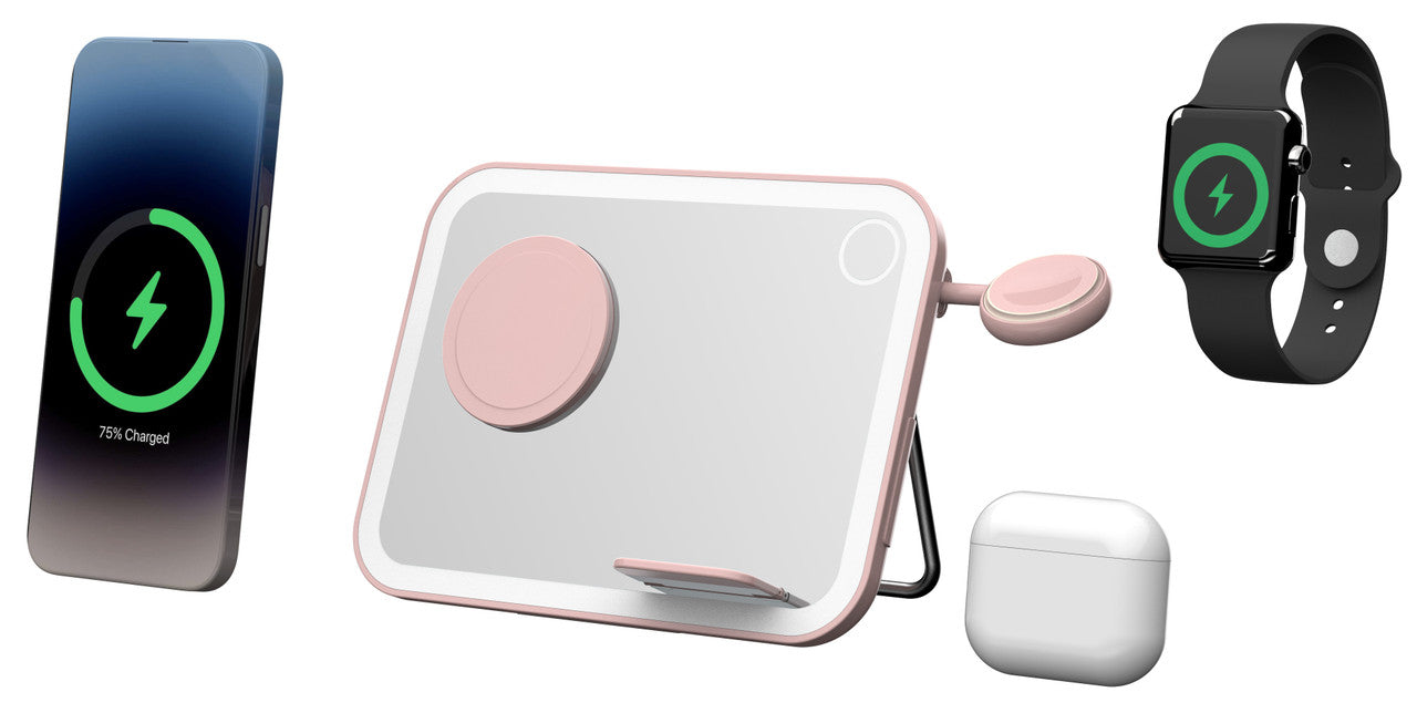 Mirror 3 in 1 Wireless Charger Qi2 Pink 4