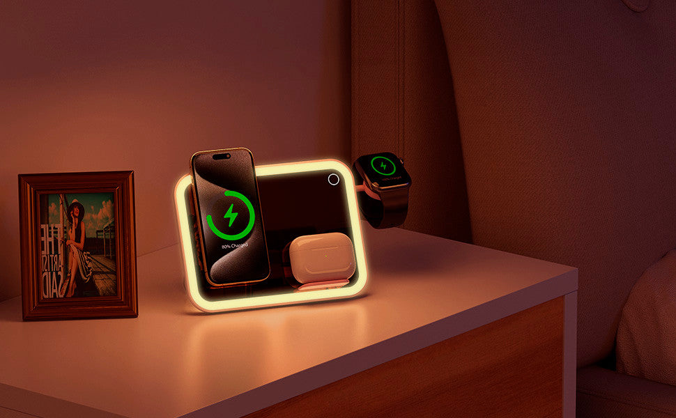 Mirror 3 in 1 Wireless Charger Qi2 Pink 6