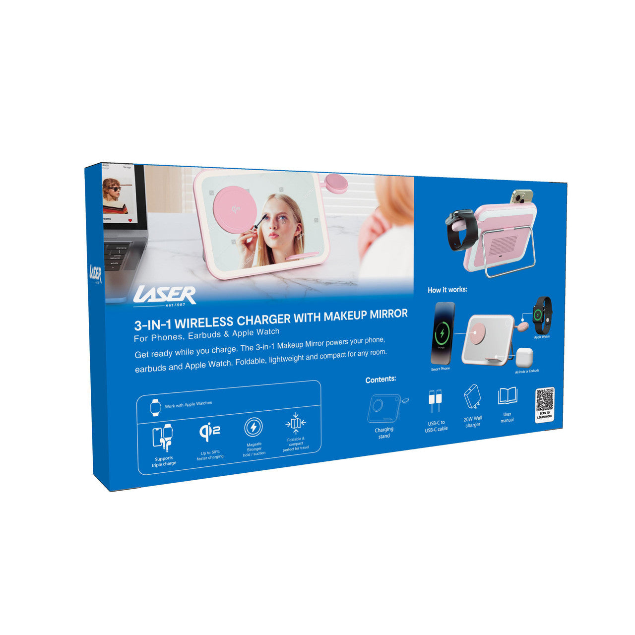 Mirror 3 in 1 Wireless Charger Qi2 Pink 7