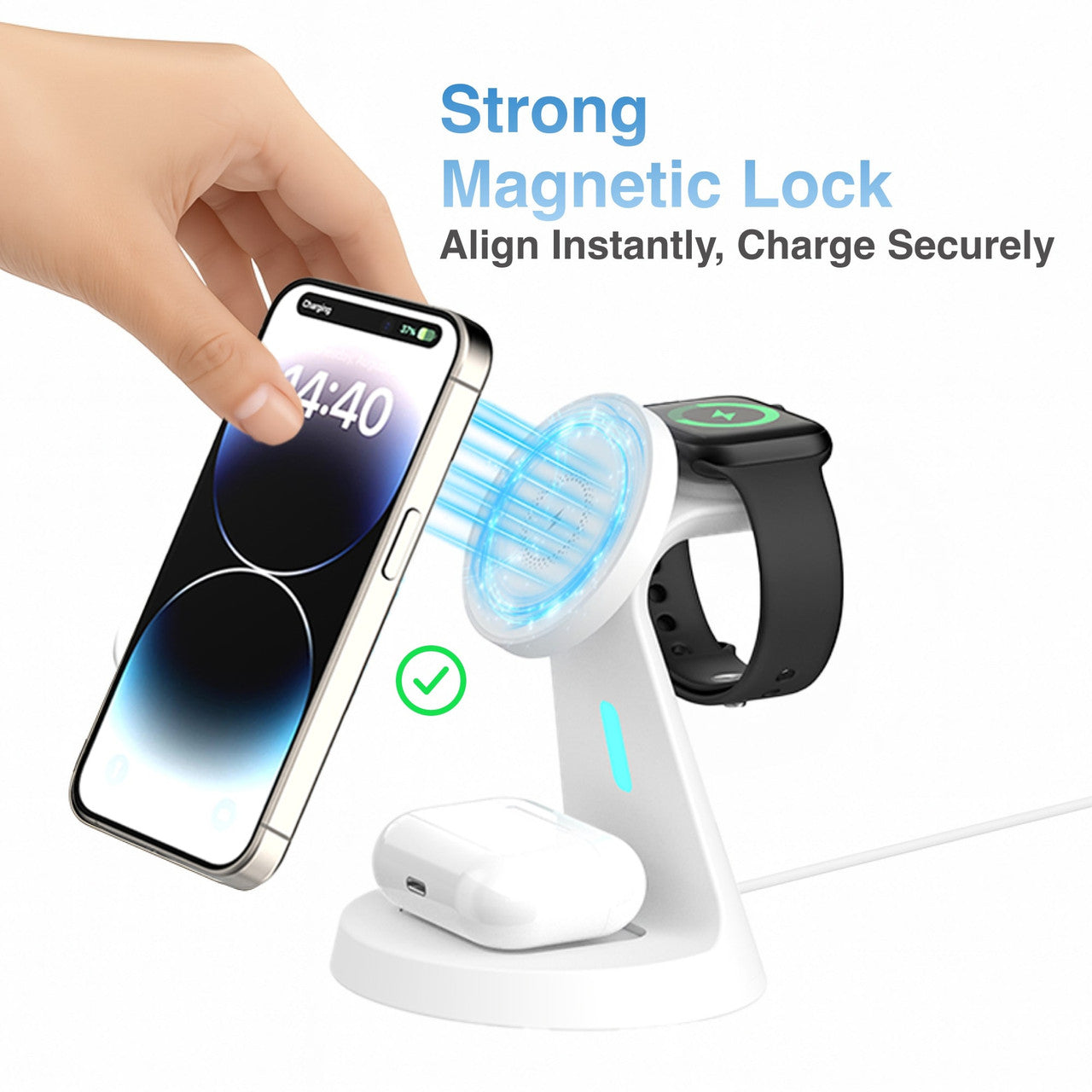Laser 3 in 1 Wireless Charging Stand White 3