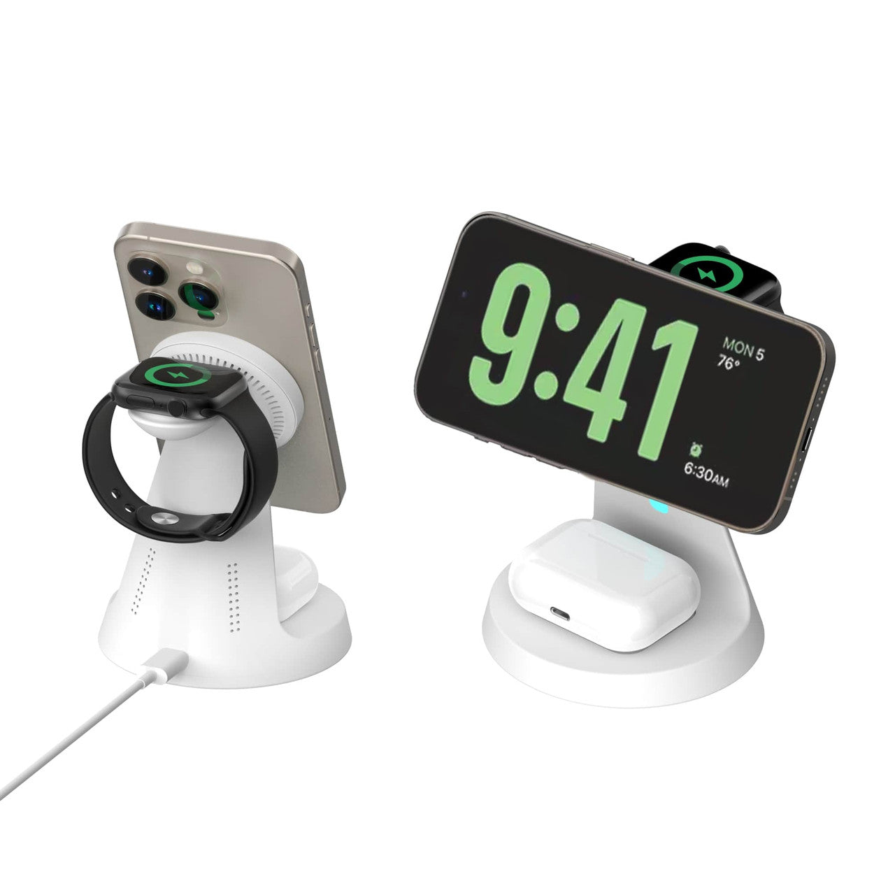 Laser 3 in 1 Wireless Charging Stand White 4