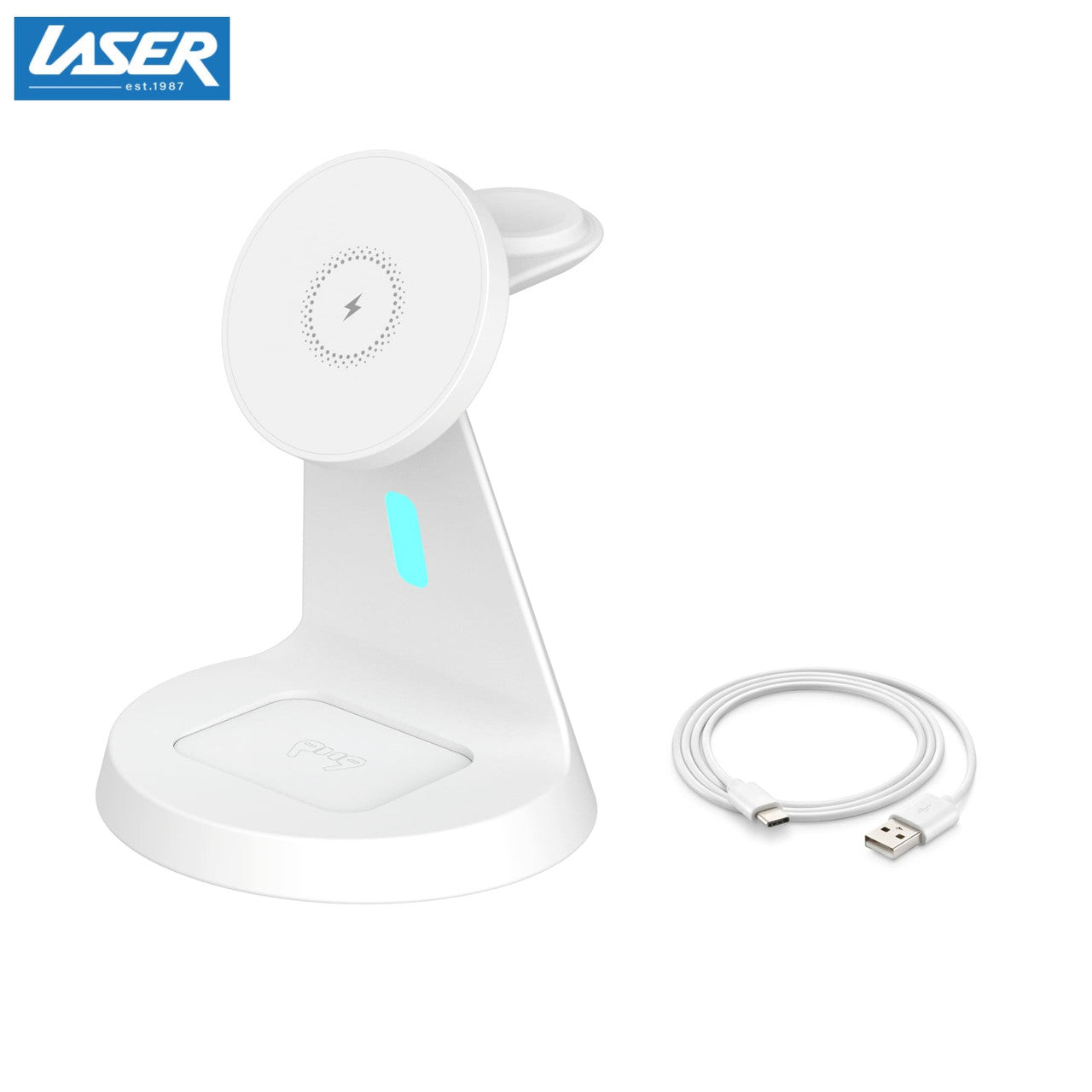 Laser 3 in 1 Wireless Charging Stand White 11