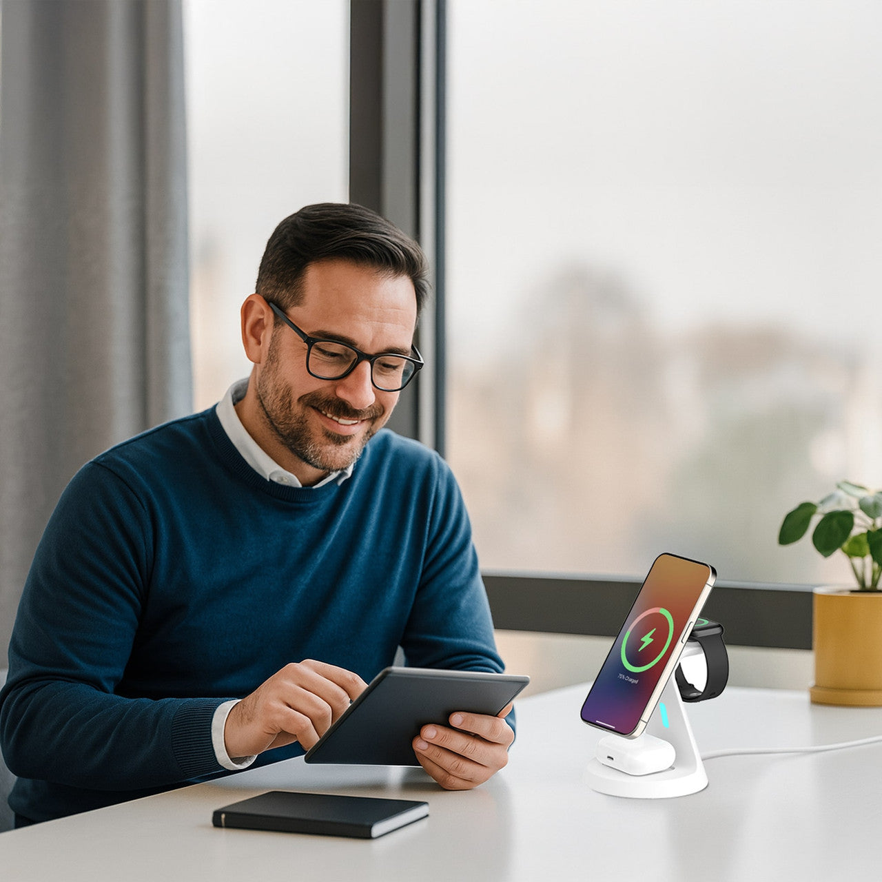 Laser 3 in 1 Wireless Charging Stand White 12