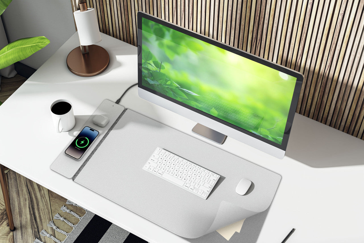 Laser Wireless Charging Desk Mat Grey 3