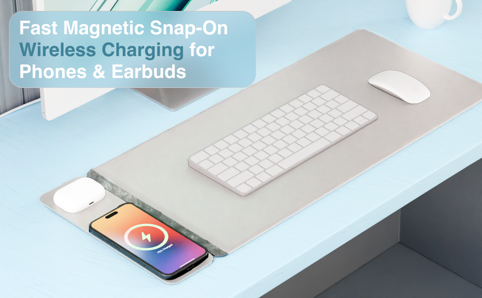 Laser Wireless Charging Desk Mat Grey 6