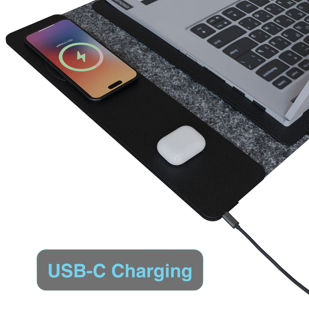 Laser Wireless Charging Laptop Sleeve Up to 16 Inch Black 6