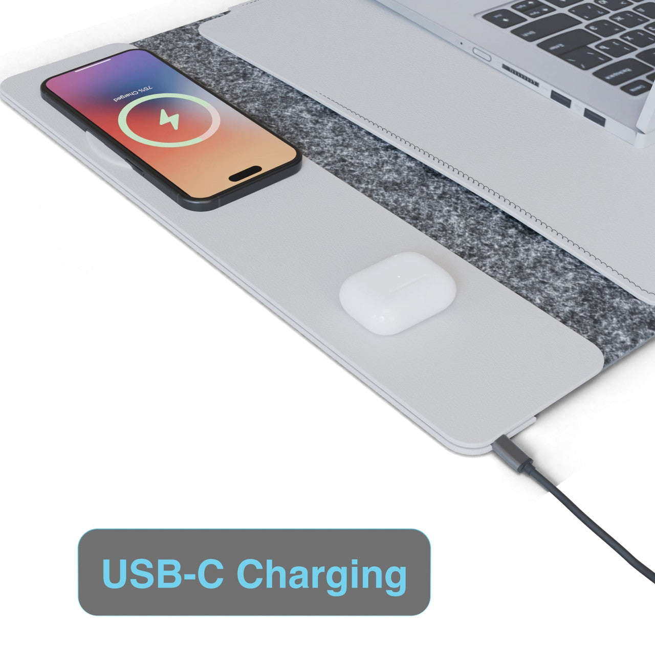 Laser Wireless Charging Laptop Sleeve Up to 16 Inch Grey 10