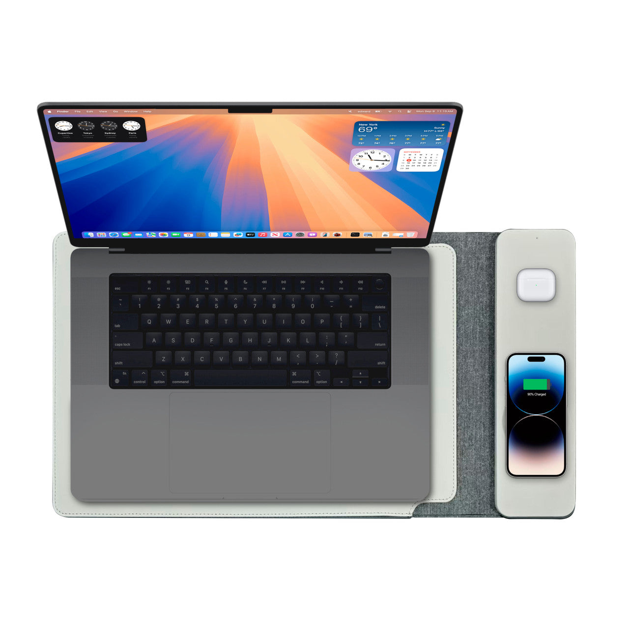 Laser Wireless Charging Laptop Sleeve Up to 16 Inch Grey 13