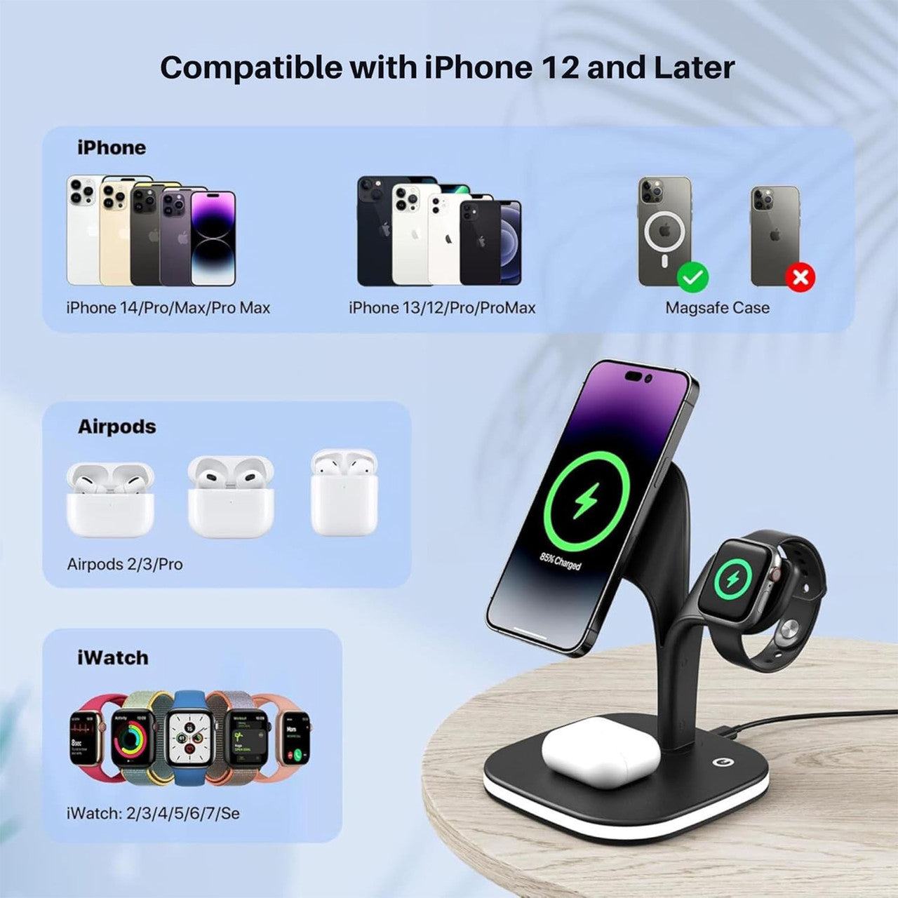 4 in 1 Wireless Charging Station with Night Light 5