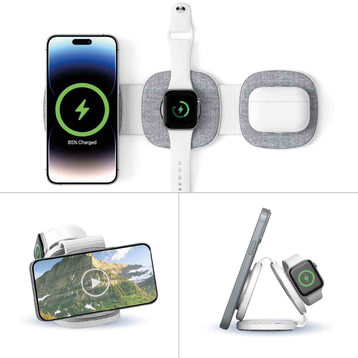Laser 3-in-1 Travel Wireless Charging Pad for Apple 6