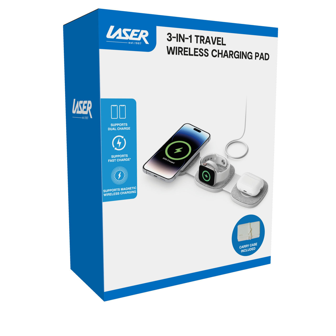 Laser 3-in-1 Travel Wireless Charging Pad for Apple 8