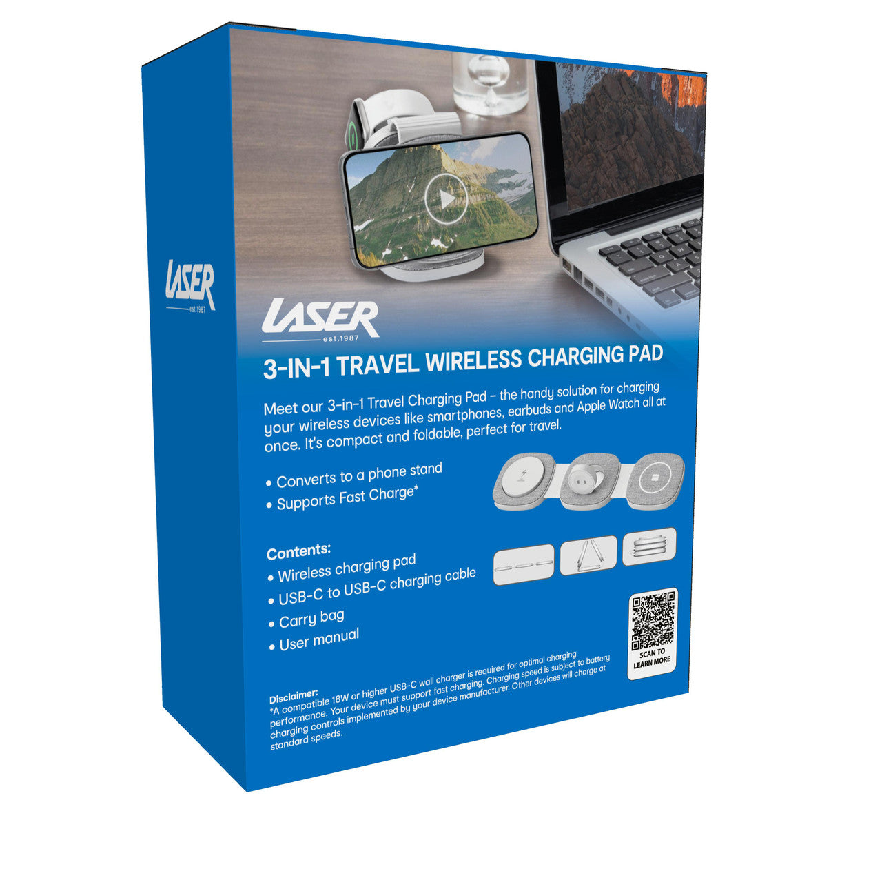 Laser 3-in-1 Travel Wireless Charging Pad for Apple 9