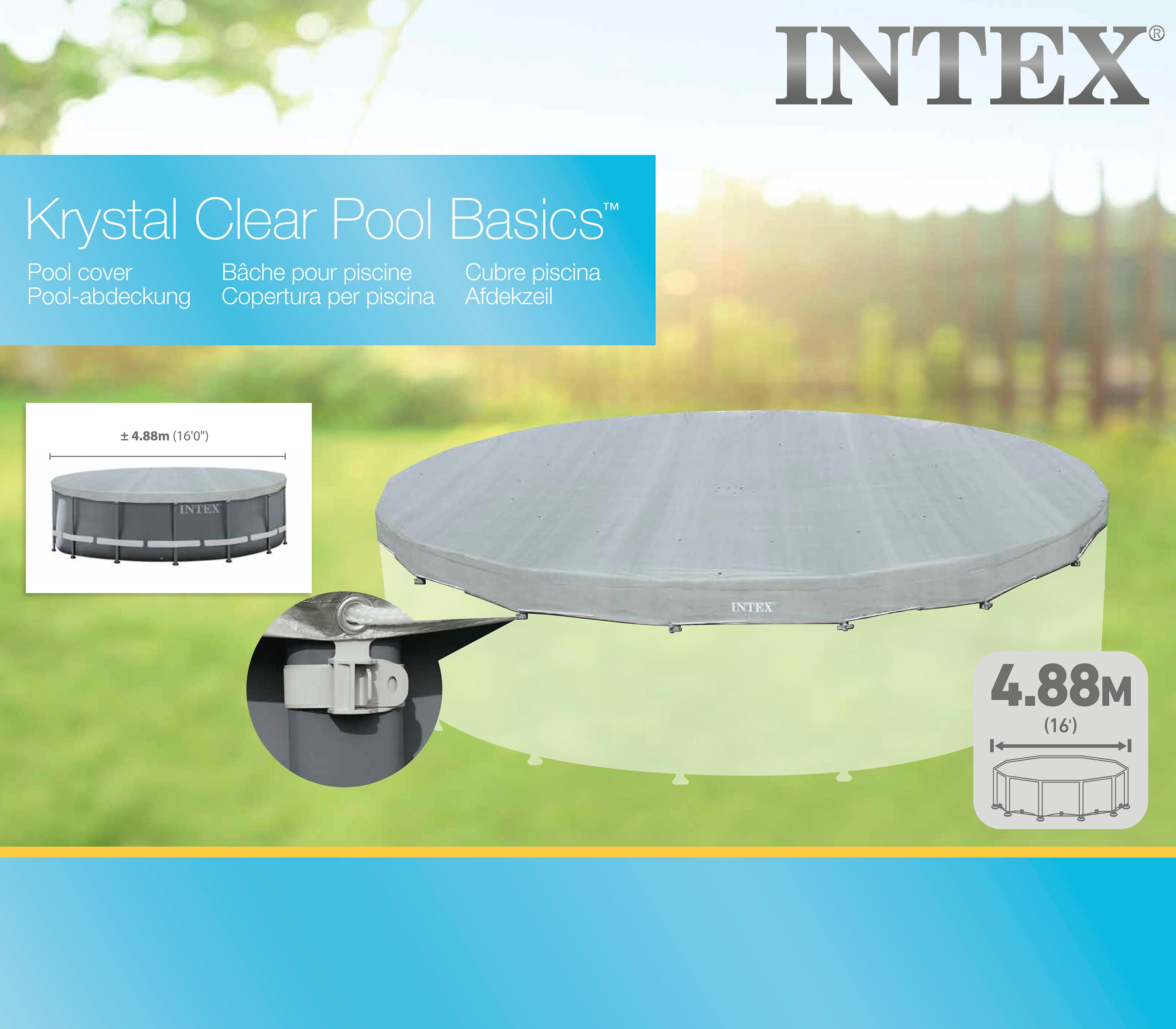 Intex Deluxe Pool Cover for 16' 4.88m Round Swimming Pools 28040 5