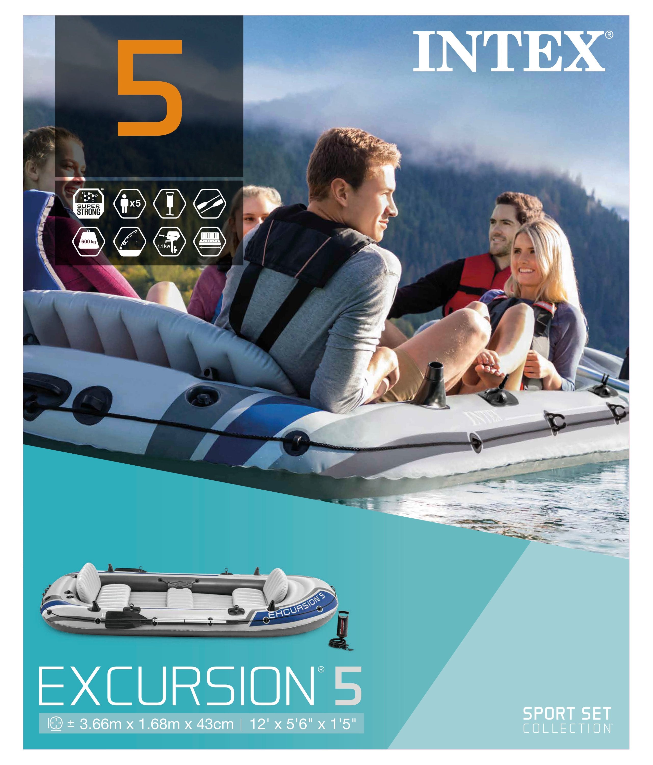 Intex Excursion 5 Boat Set 68325 12