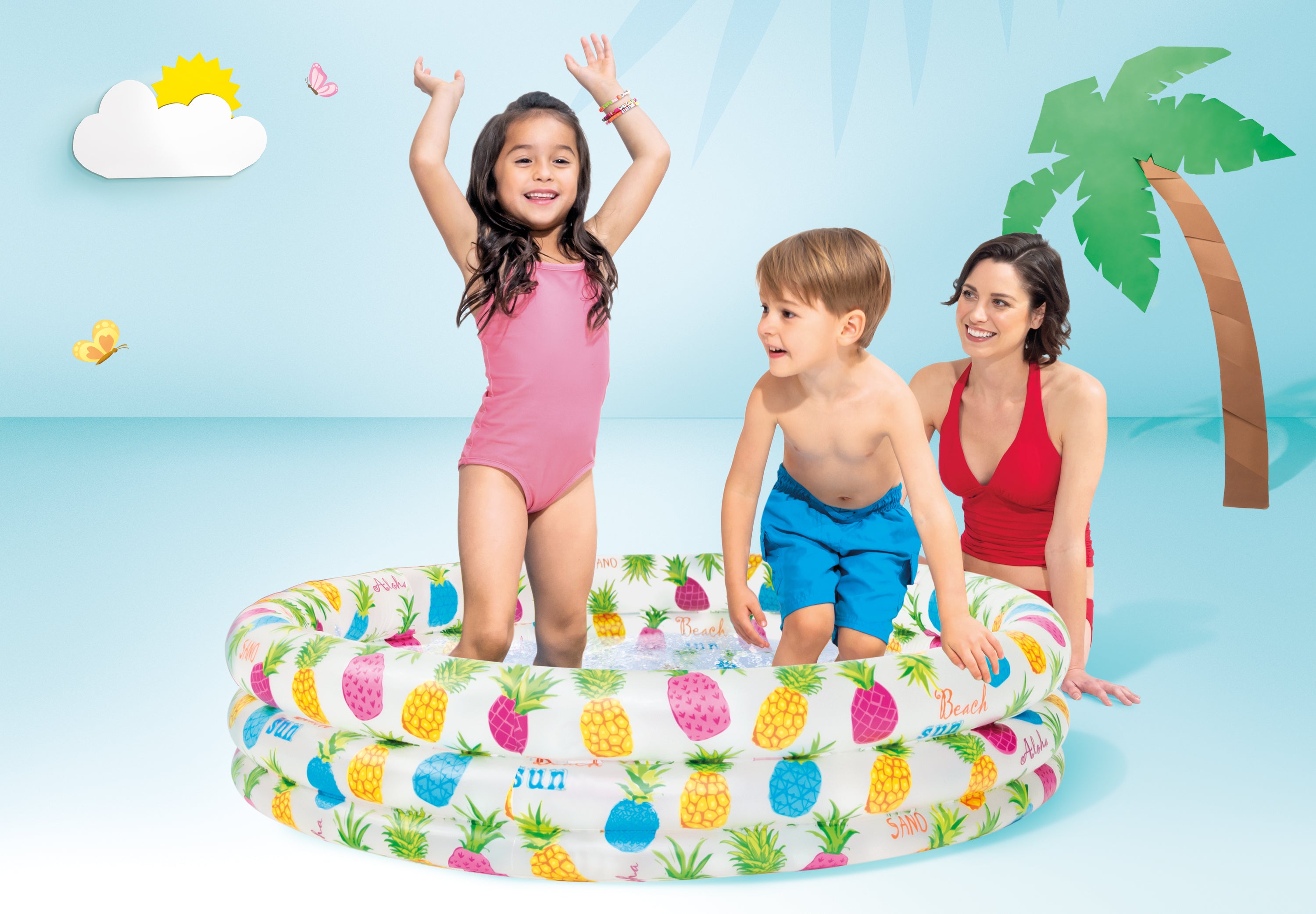 Intex 3 Ring Pineapple Splash Pool 59431 132cm 3