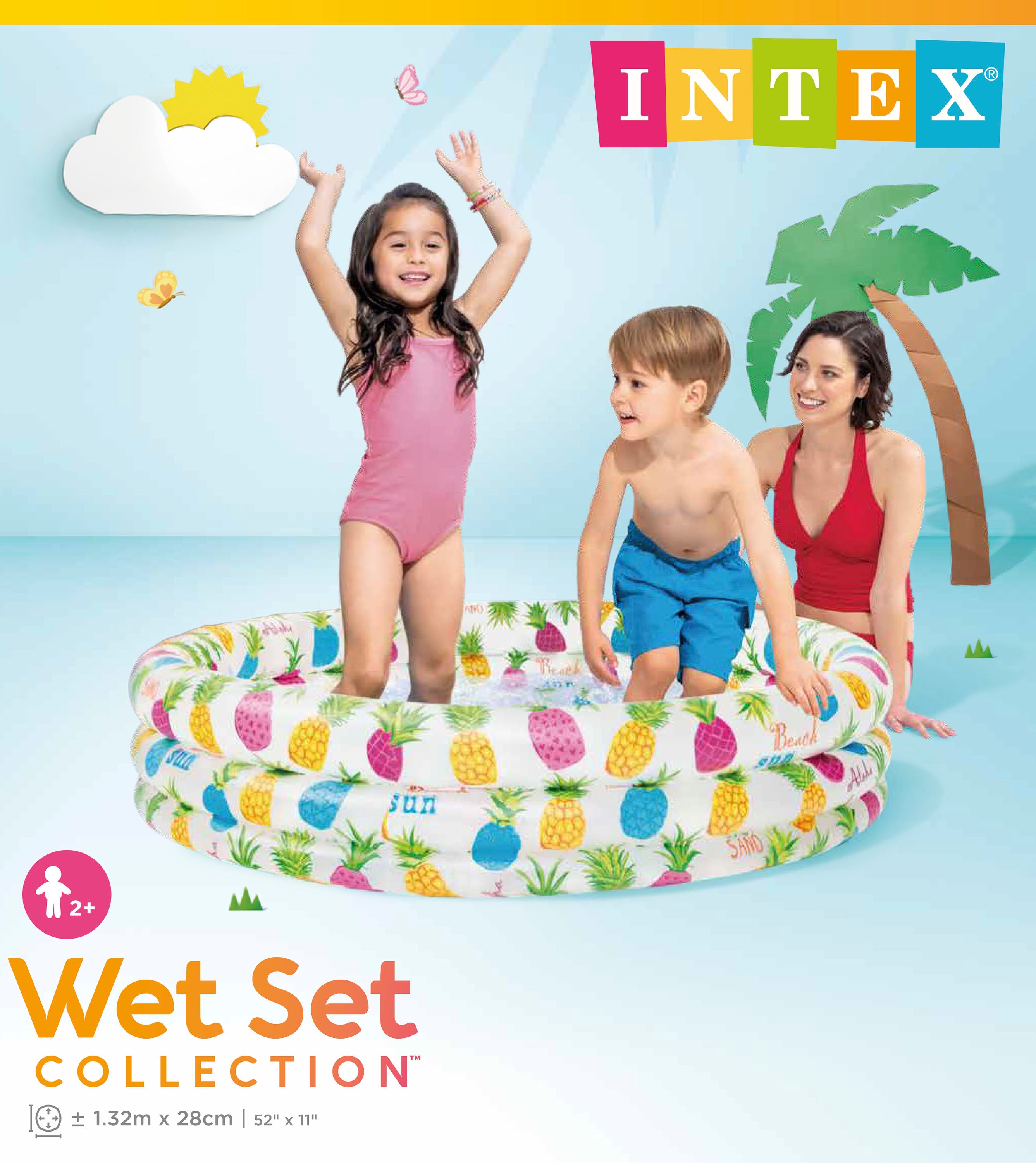 Intex 3 Ring Pineapple Splash Pool 59431 132cm 4
