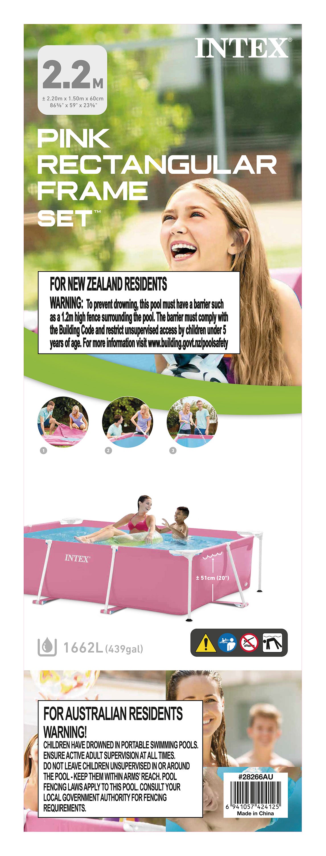 Intex Pink Rectangular Frame Pool 28266 5
