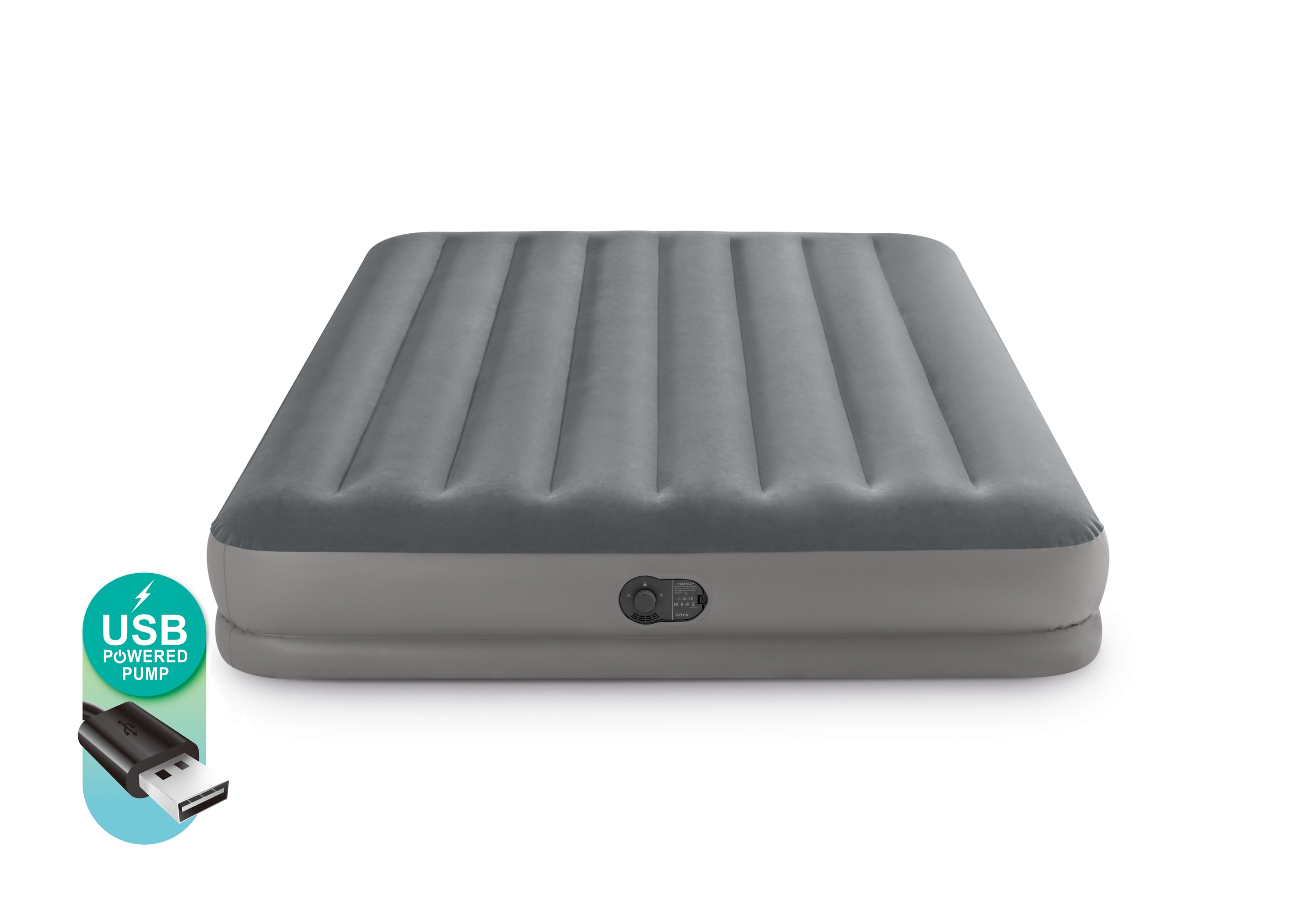 INTEX Queen Dura-Beam Standard Prestige Air Mattress 12" Queen w/ Built-In USB Electric Pump 64114 4