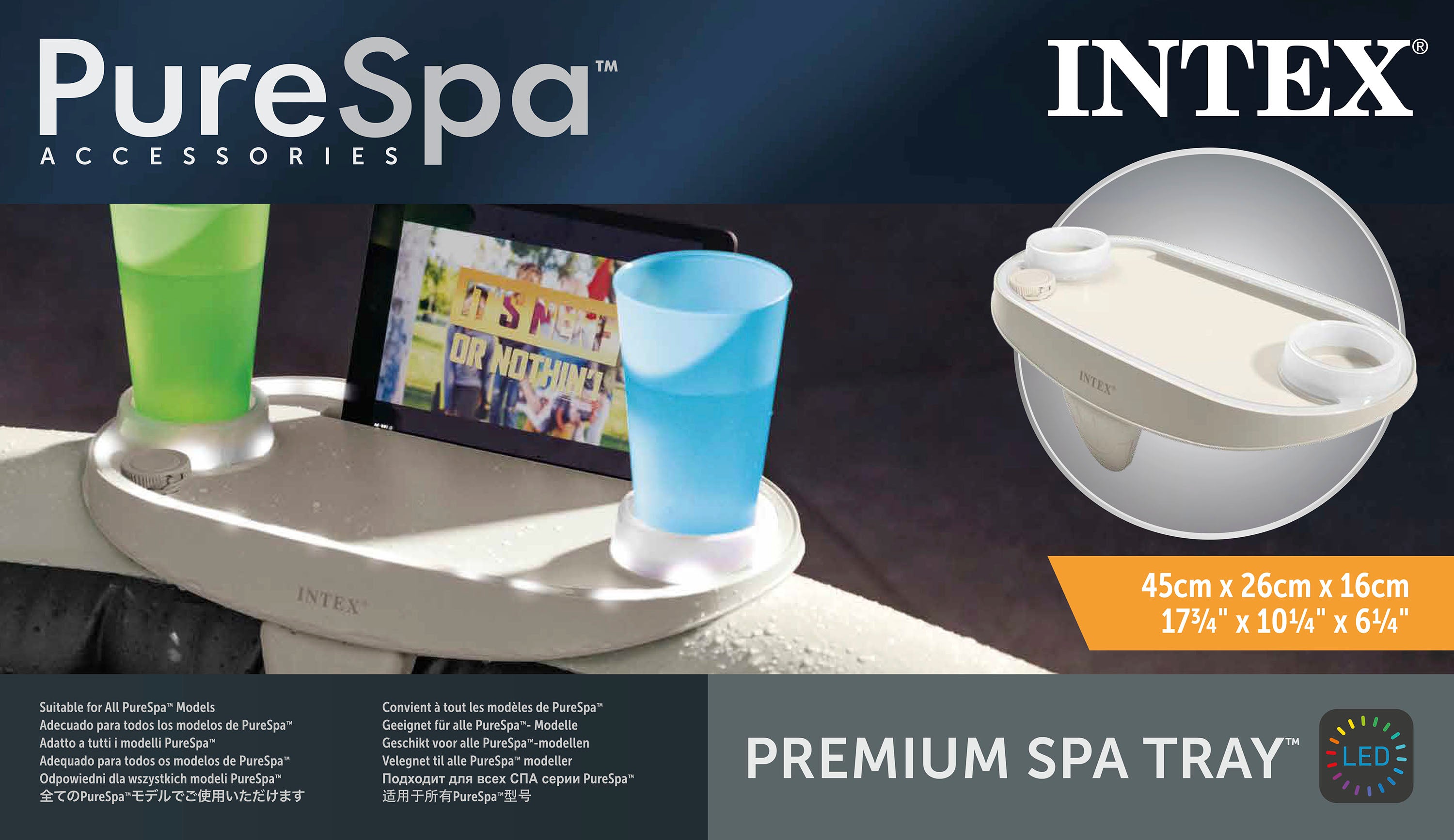 Intex Pure Spa Premium Spa Tray w/ LED Light 28520 5