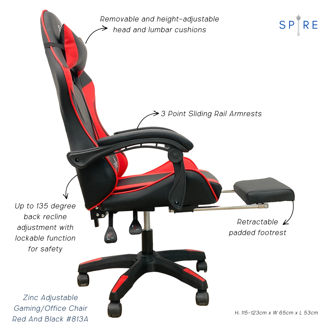 Spire Zinc Adjustable Gaming/Office Chair Red And Black 813A 5