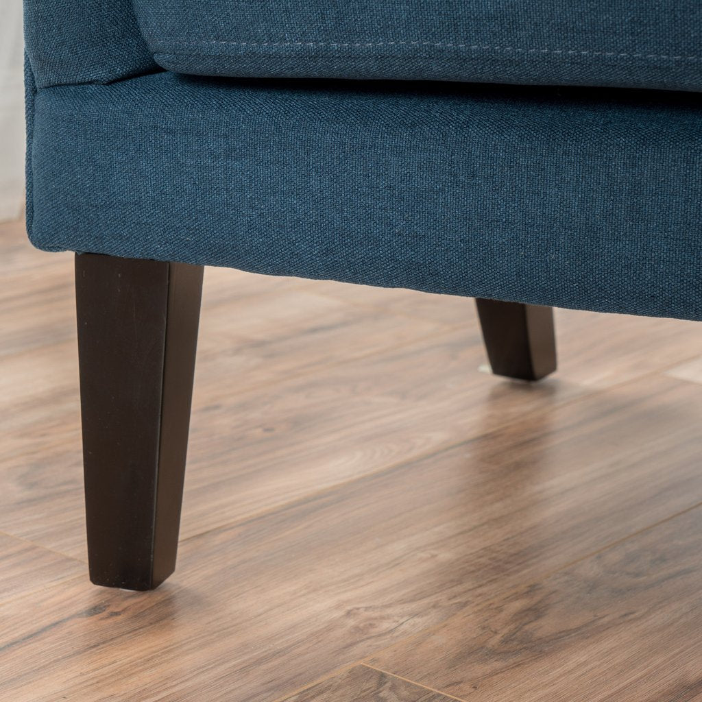 Vintage Dark Blue Fabric High Back Padded Armchair 3