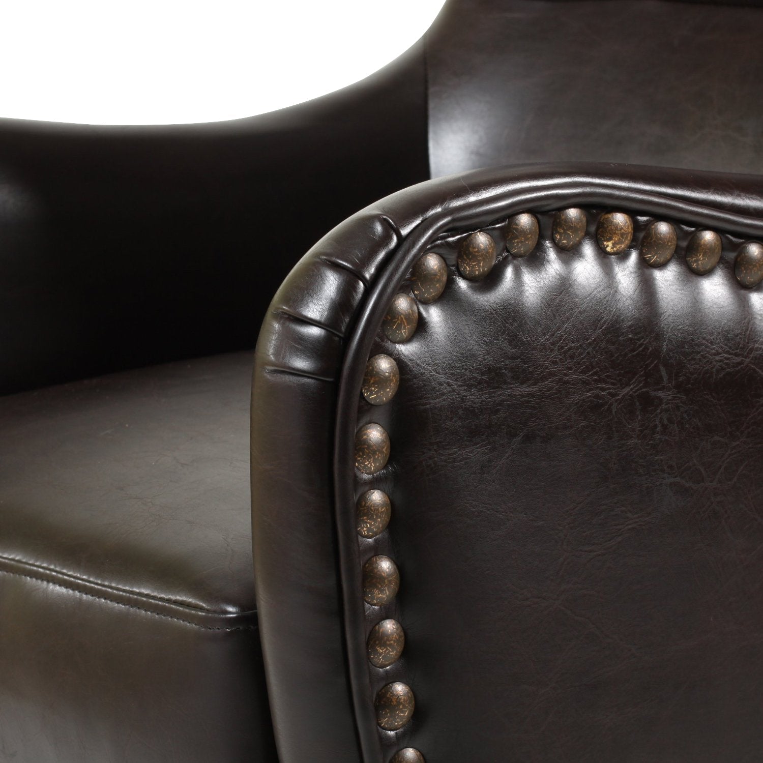 Vintage Brown Bonded Leather High Back Armchair 5