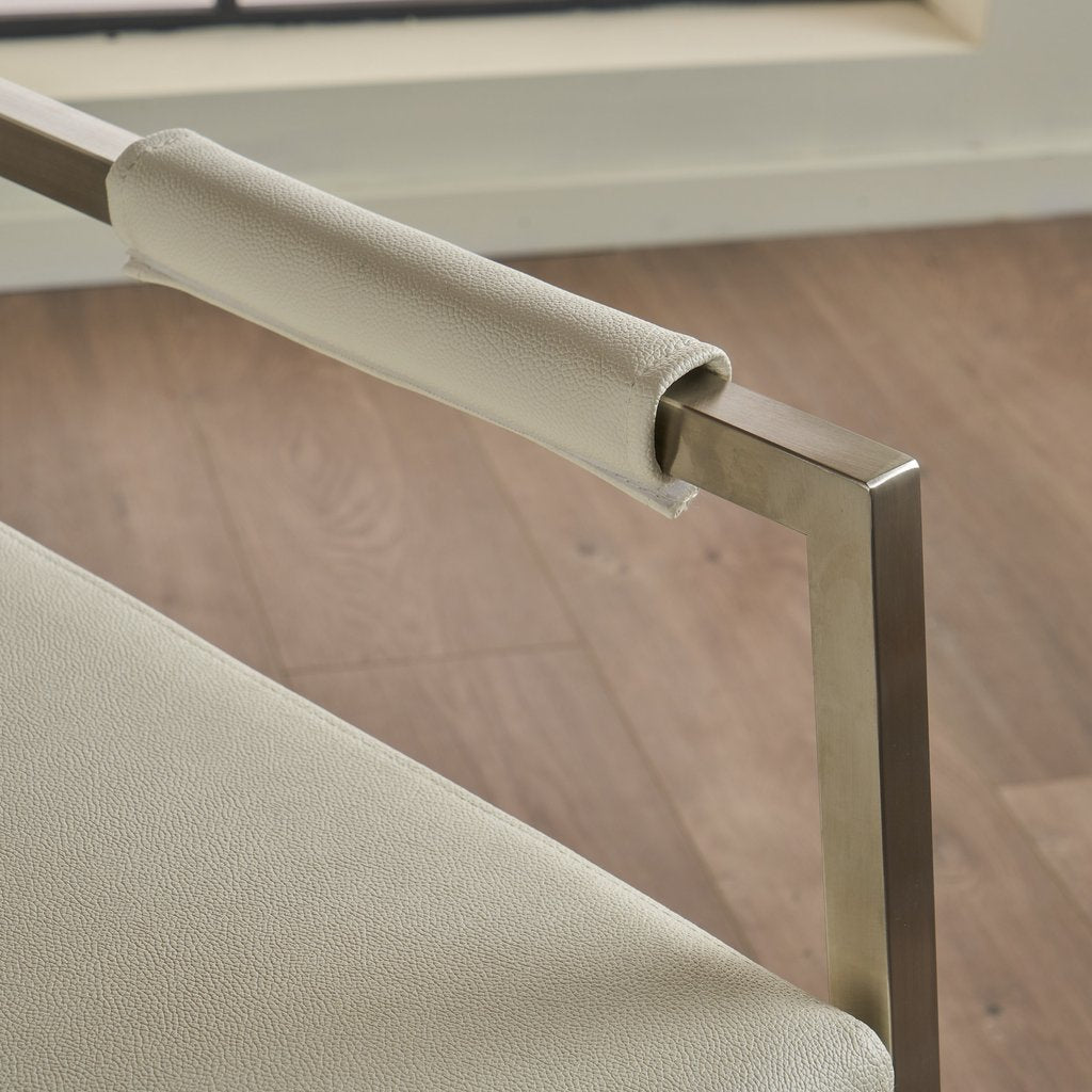 Rocklin Steel & Bonded Leather Director chair Armchair in White 3