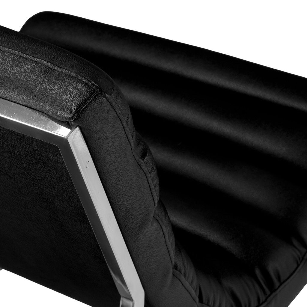 Caviar Bonded Leather & Steel Lounge Accent Chair in Black 3