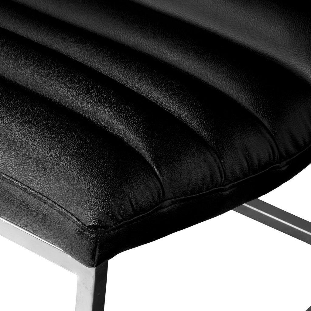 Caviar Bonded Leather & Steel Lounge Accent Chair in Black 4