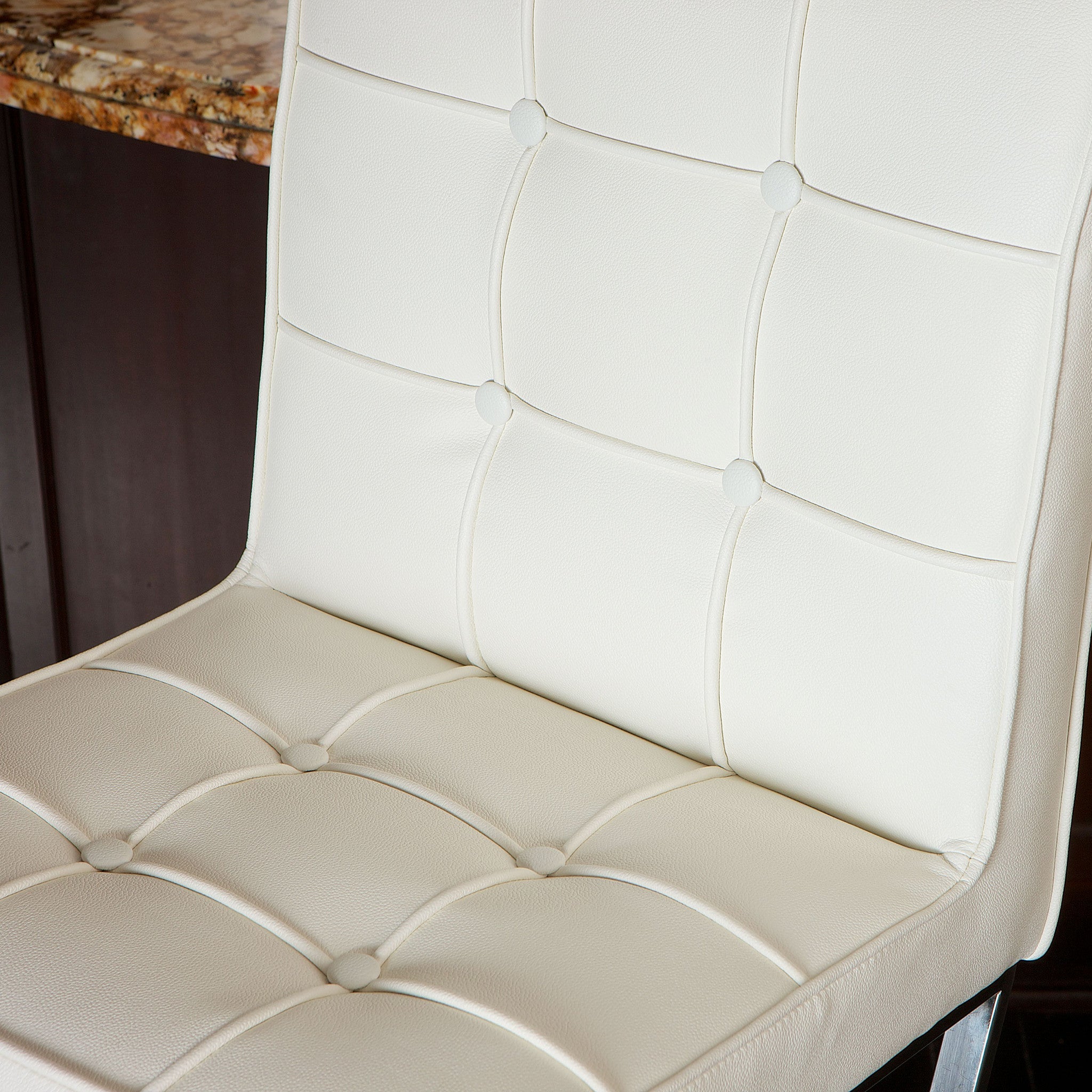 Pandora Bonded Leather & Steel Bar Stool in White